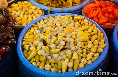 Homemade pickled fermented preserved vegetables for long-term storage Stock Photo