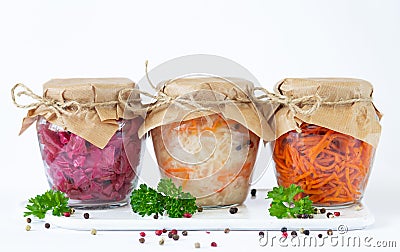 Pickled fermented vegetables Stock Photo
