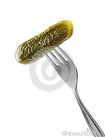 Natural pickle on a fork Stock Photo