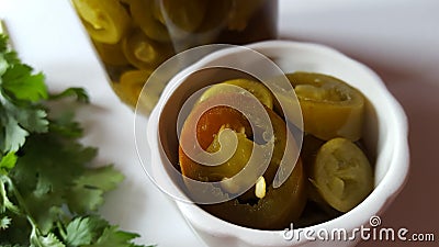 Pickled jalapenos Stock Photo