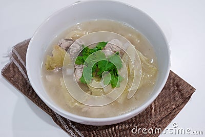 Pickled lettuce soup with pork Stock Photo