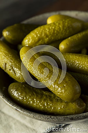 Pickled Organic Cornichon Gherkin Pickles Stock Photo