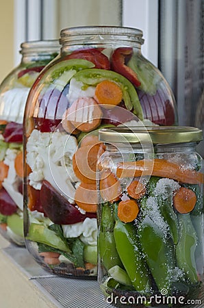 Pickled organic vegetables Stock Photo