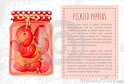 Pickled Peppers Hot Spicy Preserved Food Poster Vector Illustration