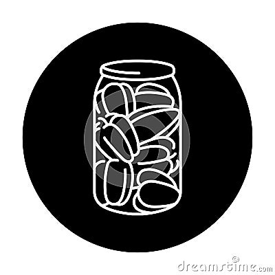 Pickled peppers in a jar color line icon. Vector Illustration