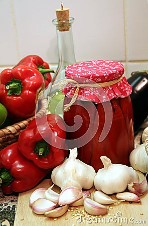 Pickled red pepper Stock Photo