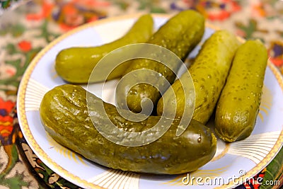 Pickles with Dill and Spices Stock Photo
