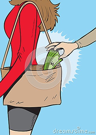 Pickpocket girl Vector Illustration