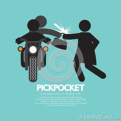 Pickpocket On Motorcycle With The Victim Vector Illustration