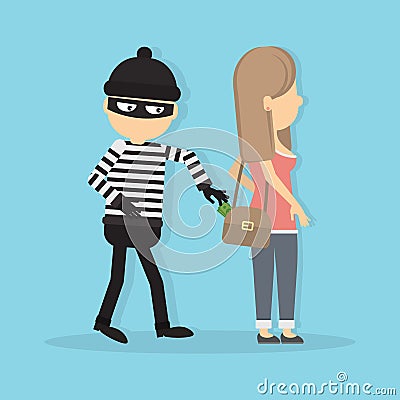 Pickpocket steals money. Vector Illustration