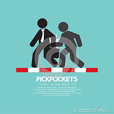 Pickpocketer Steal Things From Bag Of Businessman On Street Black Symbol Vector Illustration