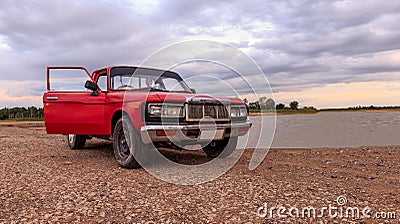 Pickup old lakeside park Stock Photo