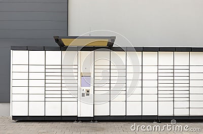 Pickup station - logistical point, automat terminal for depositing items (shipments) Stock Photo