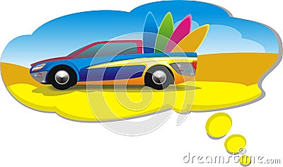 Pickup with surf boards Vector Illustration