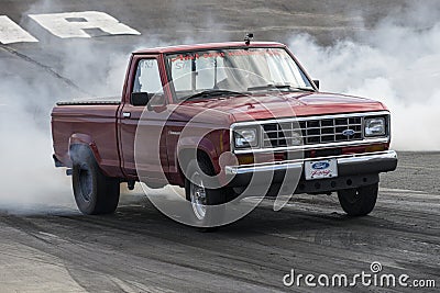 Pickup truck on the drag strip Editorial Stock Photo