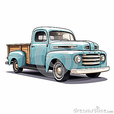 Pickup Truck on White Sleek Silhouette Stock Photo