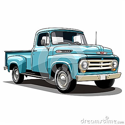 Pickup Truck on White Sleek Silhouette Stock Photo