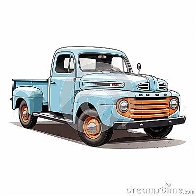 Pickup Truck on White Sleek Silhouette Stock Photo