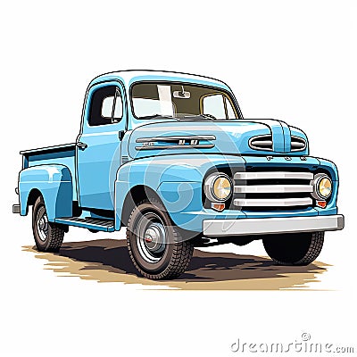 Pickup Truck on White Sleek Silhouette Stock Photo