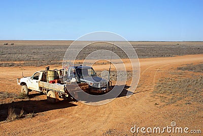 Pickup trucks tools Nullarbor Plain, Australia Editorial Stock Photo