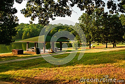 Picnic area in park Stock Photo