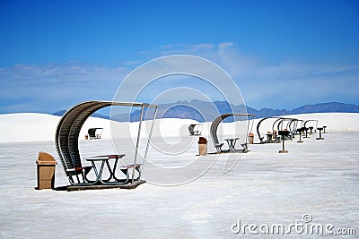 A Picnic Area in White Sands Stock Photo