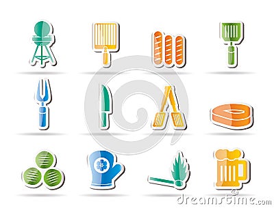 Picnic, barbecue and grill icons Vector Illustration