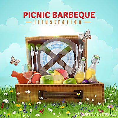 Picnic Barbecue Illustration Vector Illustration