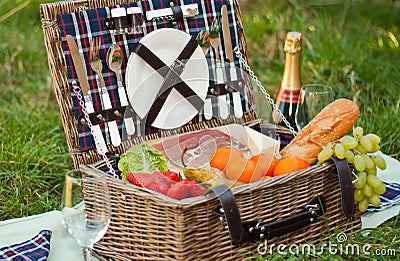 Picnic Basket Stock Photo