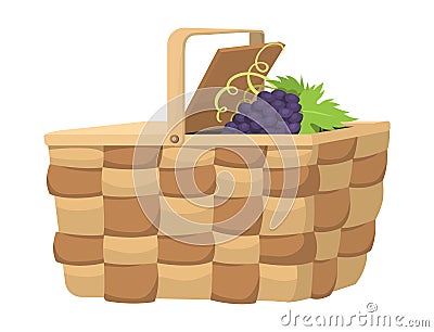 Picnic basket with food relaxation vacation container lunch summer meal vector illustration Vector Illustration