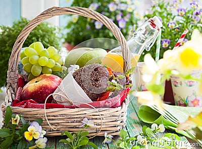 Picnic basket Stock Photo