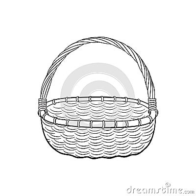 Picnic basket outline Vector Illustration