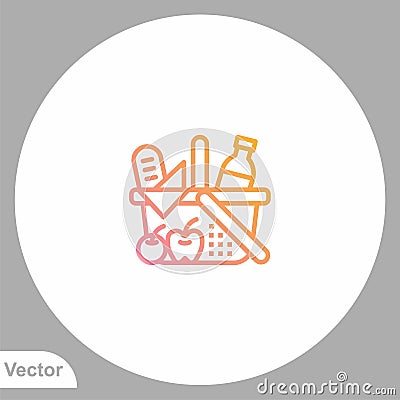 Picnic basket vector icon sign symbol Vector Illustration