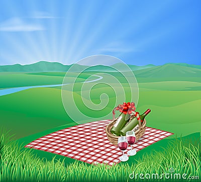 Picnic landscape Vector Illustration