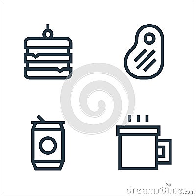 picnic line icons. linear set. quality vector line set such as cup, soda can, steak Vector Illustration