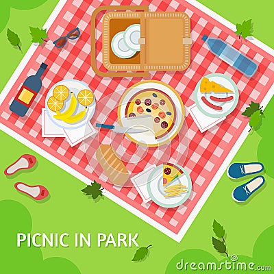 Picnic in park Vector Illustration