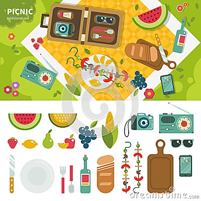 Picnic in the park Vector Illustration