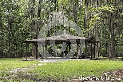 Picnic Pavilion in a Neighborhood Park Stock Photo