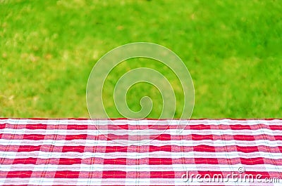 Picnic tablecloth on the table Stock Photo