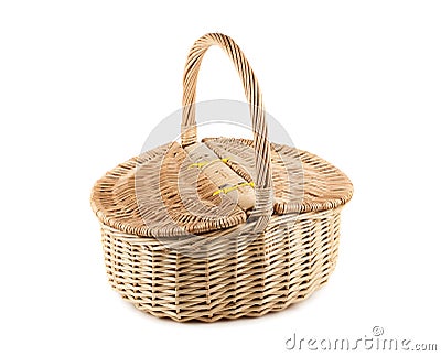 Picnic wicker basket Stock Photo