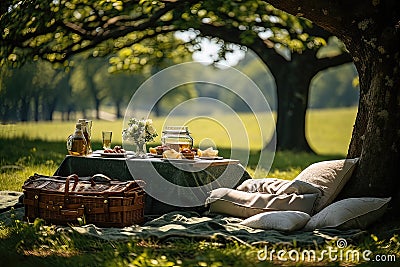 Picnic in the woods Stock Photo