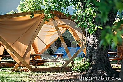 picnic zone close nature enjoying rest wooden Stock Photo