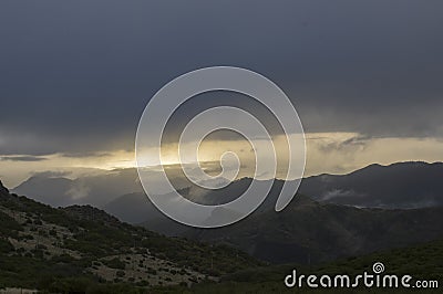 Pico do Arieiro mountain surroundings, amazing magic landscape with incredible views, rocks and mist, Madeira Stock Photo