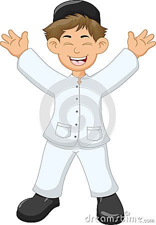 Happy islamic man cartoon cheerful Stock Photo