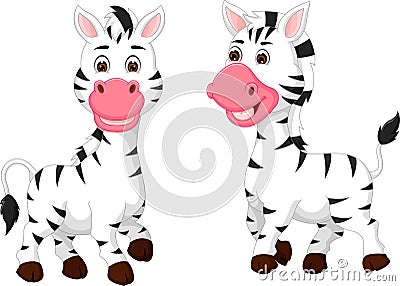 Sweet zebra couple cartoon standing with smile Stock Photo