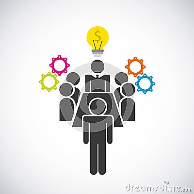 Pictogram bulb gears icon. Businesspeople design. Vector Vector Illustration