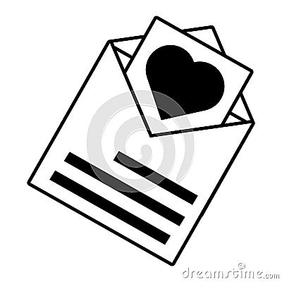 Pictogram card invitation wedding envelope heart design Vector Illustration