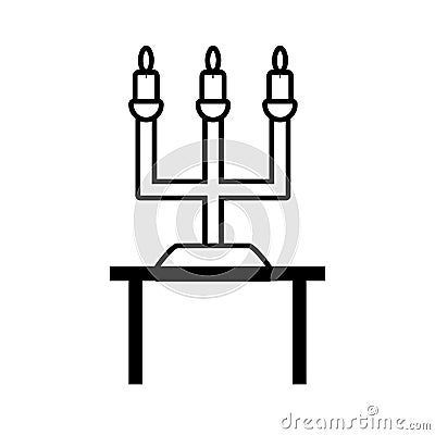 Pictogram chandelier candles decorative on table wedding design Vector Illustration