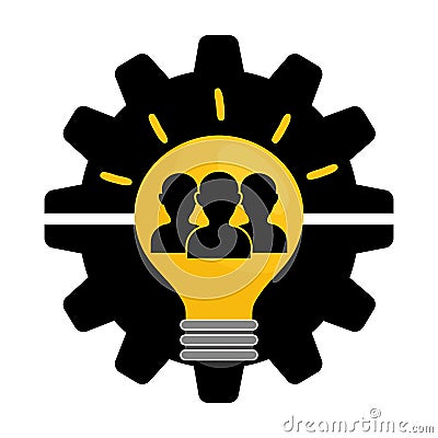 Pictogram gears bulb teamwork support design Vector Illustration