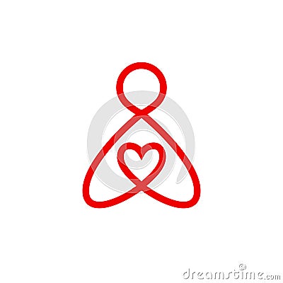 Pictogram of a human figure with a heart. The icon of the donor, a volunteer philanthropist. Vector Illustration